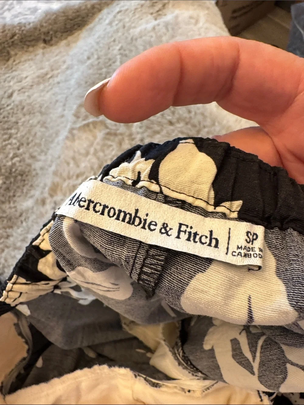 Abercrombie & Fitch Black Midi Dress with Cream Floral Print
